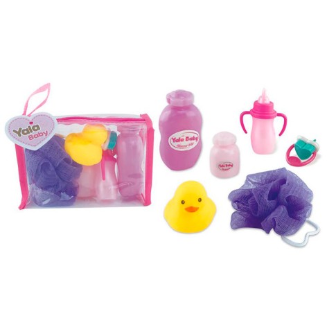 Аксесуари для ляльки соска, пляшка, флакони, мочалка, каченя, у п/е 14-9-6см 