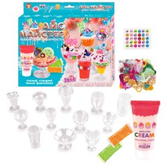 Набір для творчості "Айс майстер" WToys, 12 скляночок, фігурки, кульковий пластилін, симуляція вершків, стрази, блискітки, в кор. 