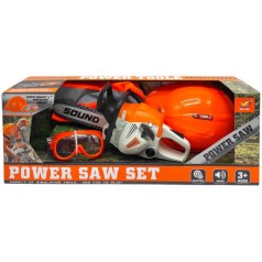 Набор инструментов (цепная пила, каска, очки, жилетка)