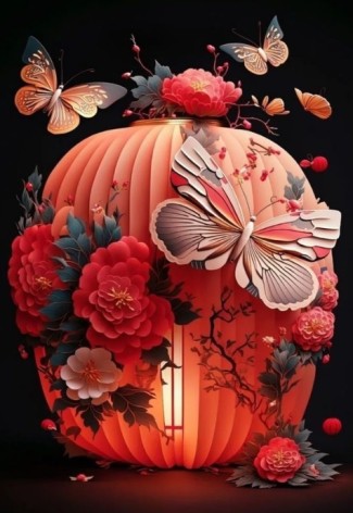 Набір для творчості алмазна картина Японський ліхтар Strateg розміром 30х40 см (HEG88126)