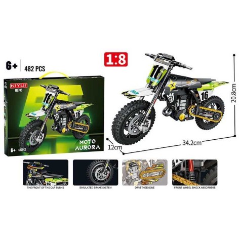 Конструктор “Мотоцикл”, 482 деталей, гумовые шины, движущиеся элементы, в кор. 