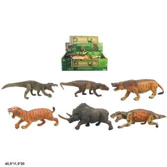 Доісторичні тварини гумові Q9899-412, 6 видів, 12 шт. у коробці 40,5*11,5*20