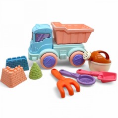 Песочный набор с машинкой - лейка, грабли, сито, 3 формочки