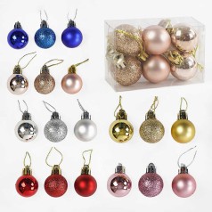 Новорічні прикраси 6 видів, кульки, D=3 см, у слюді, МІКС ВИДІВ 