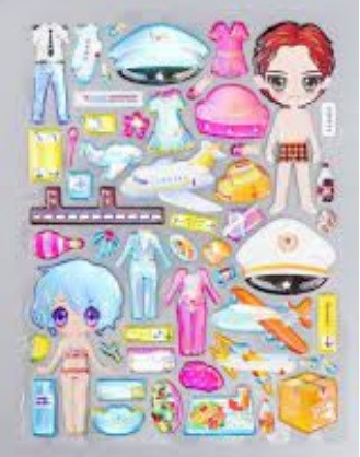 Наклейка пластиковая, лазерная 15,5*26см, Одень куклу стюардесса 20шт/уп