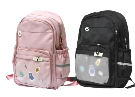 Рюкзак подростковый 46*33*15см на 3 отделения, прозрачный карман, микс 2 цвета