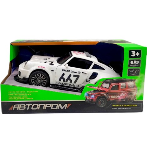 Машина пластикова "АВТОПРОМ, PORSCHE", БІЛИЙ (коробка - 19х9х9 см)