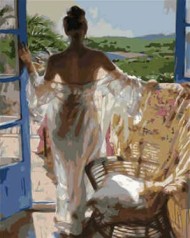Картина по номерам VA-1710 "Ранок в тропіках з дівчиною", розміром 40х50 см