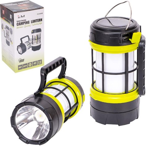 Фонарь кемпинговый с аккумулятором на солнечной батарее, USB, 220 V