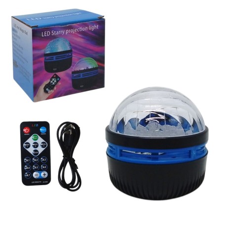 Ночник от сети, провод usb-mini, подвижная проекция, 3 цвета, реагирует на звук, пульт, в коробке