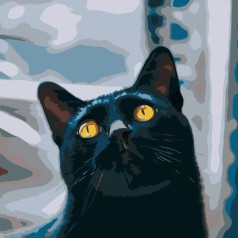 Набір для розпису по номерах Котик з жовтими очима Strateg розміром 40х40 см (SK022)