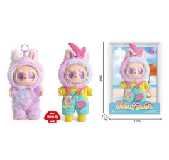 М`яка іграшка-брелок "LABUBU"  гумовий, висота 17 см, металеве кільце, знімний одяг, рухомі ручки та ніжки, бантик, в кор.  /120-2/