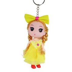 Кукла брелок в желтом платье с бантом