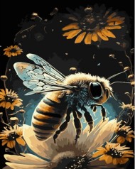 Набір для розпису по номерах Бджола серед квітів Strateg розміром 40х50 см (GS1003)