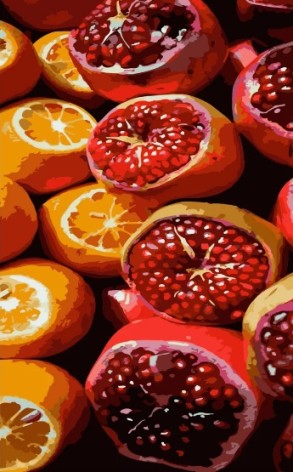 Набор для росписи по номерам Сочные гранат и апельсин Strateg размером 50х25 см (WW015)