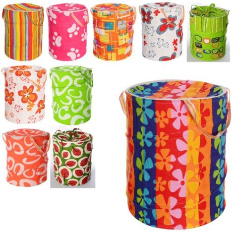 Кошик для іграшок діаметр 45 см, висота 48 см, кришка на блискавці, ручки, мікс видів 45-45-1 см