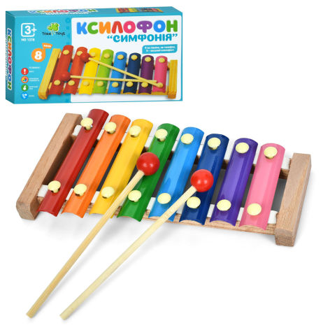 Деревянная игрушка Limo Toy "Ксилофон" 24х13,5х3см, 8 тонов, 2 палочки MD1378