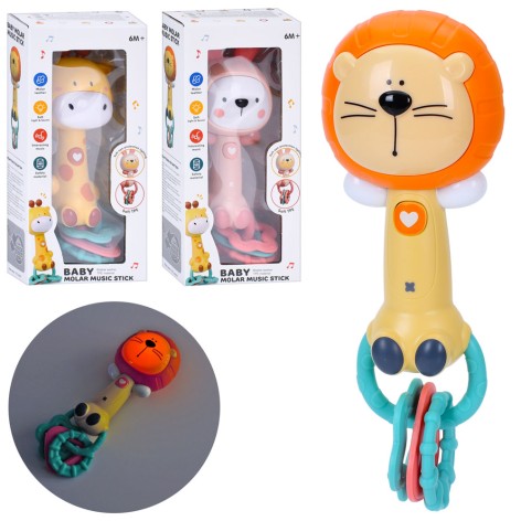 Брязкальце тварина, 20см, музика, світло, 2 режими гучності, прорізувач, 3 види, в кор-ці, 10,5-23-7см 