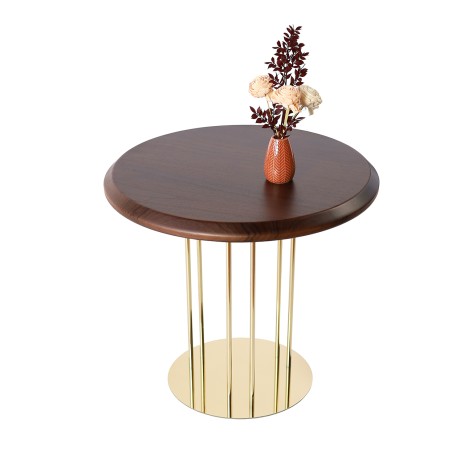 Журнальний стіл Vitan "Олександрит" Горіх Коричневий d600 мм/Золотий каркас