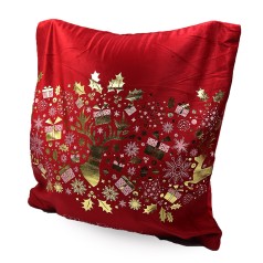 Наволочка новорічна оксамитова з візерунками 45x45 см