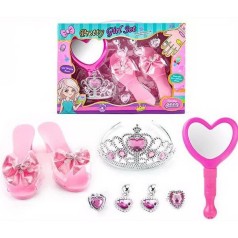 Набір прикрас діадема, босоніжки, сережки, каблучки, люстерко, в коробці