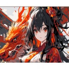 Картина за номерами "Аніме та дракон-охоронець" 30х40 см