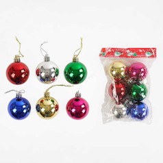 Новорічні прикраси кульки, 6 штук, D=5 см, у п/е 