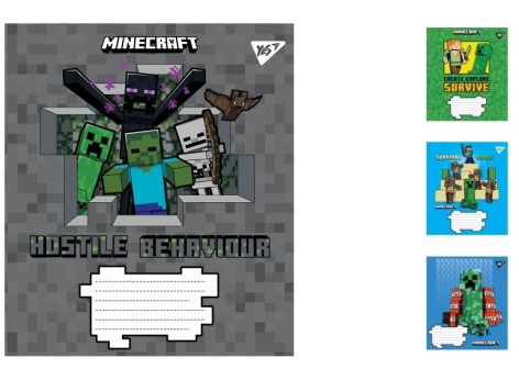 Тетрадь А5/12 кл. YES Minecraft, тетрадь учащихся. 25 шт. в уп. 766193