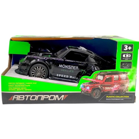 Машина пластикова "АВТОПРОМ, PORSCHE", ЧОРНИЙ (коробка - 19х9х9 см)