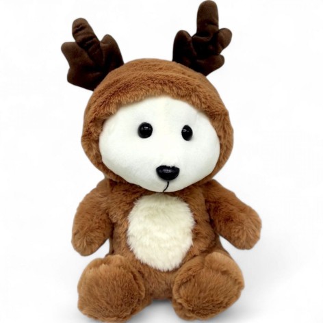 Мʼяка іграшка "Ведмедик в костюмі оленя", 24 см