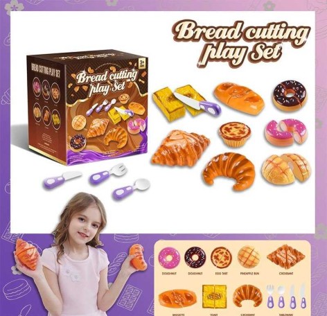 Набор сладостей на липучках, 12 элементов, выпечка, вилка, ложка, 2 ножа, в кор. /48/