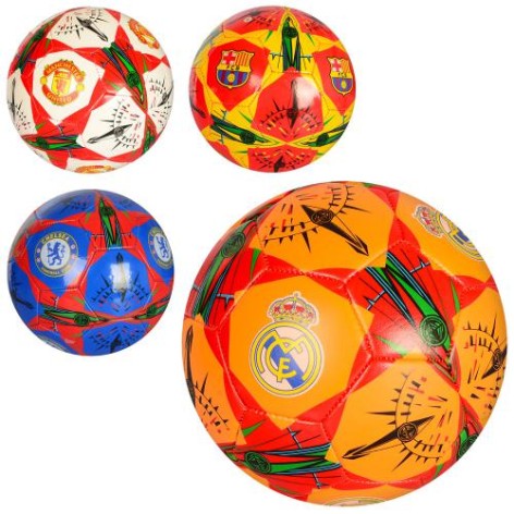 Мяч футбольный размер 5, PVC, 320-340г, 4 вида (клубы)