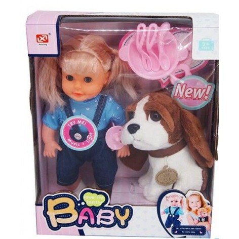 Кукла с собачкой в коробке