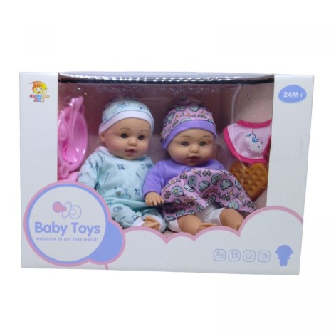 Набір пупсів BLS-M 814 2 штуки, двійнята, м'якотілі, аксесуари, висота 30 см, в коробці