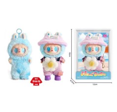 М`яка іграшка-брелок "LABUBU"  гумовий, висота 17 см, металеве кільце, знімний одяг, рухомі ручки та ніжки, капелюшок, в кор.  /120-2/