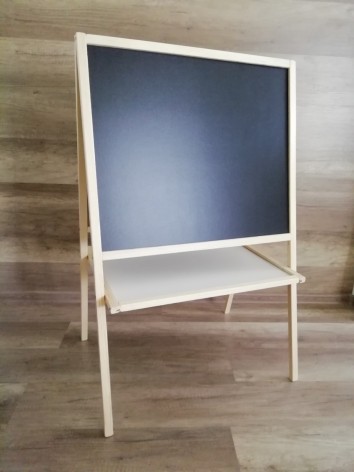 Мольберт дерев'яний двосторонній магнітний з полицею нефарбований 110х70 см (MPв)