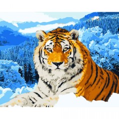 Набір для розпису по номерах Тигр у засніжених горах Strateg розміром 40х50 см (GS1583)