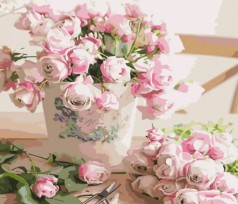 Набір для розпису по номерах Біло-рожеві троянди Strateg розміром 40х50 см (GS1018)