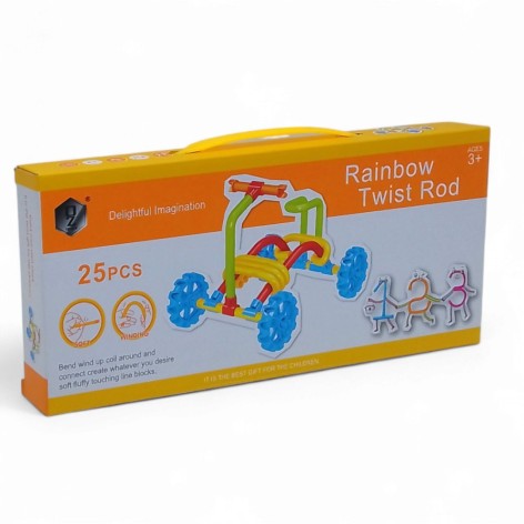 Конструктор гнучкий Квадроцикл 25 кольорових паличок, що гнуться, з замочками, з доп. деталями, інструкція, короб.30.5*4*14 см
