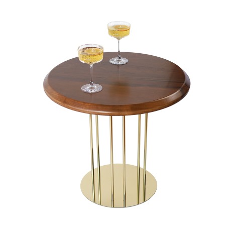 Журнальний стіл Vitan "Олександрит" Горіх Світлий d600 мм/Золотий каркас