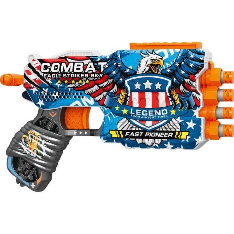 Пистолет игрушечный "Боевой орел", механический, четырехствольный с мягкими патронами, 23 см