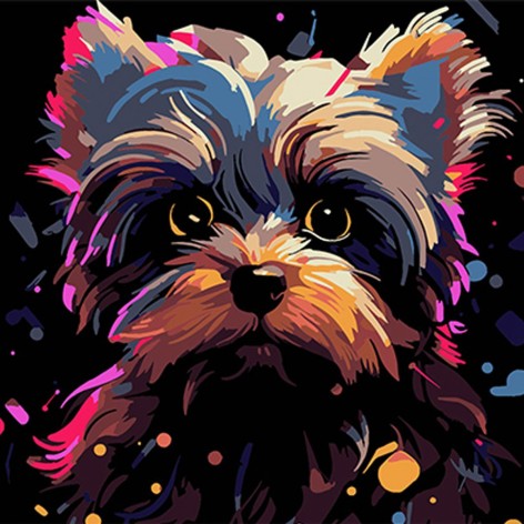 Картина по номерам Strateg ПРЕМИУМ Йорк цветная экспрессия на черном фоне размером 30х30 см