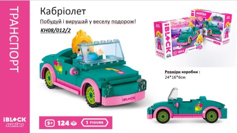 Конструктор Kids hits iBlock JUNIOR Дівчатка, Кабріолет,124 дет, кор. 24*16*6см KH08/012/02