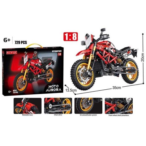 Конструктор “Мотоцикл”, 729 деталей, гумовые шины, движущиеся элементы, в кор. 