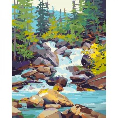 Картина по номерам Водопад среди скал 40х50 см