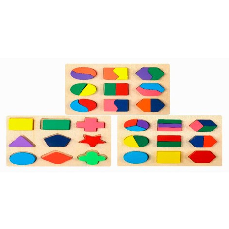 Дерев'яна іграшка Геометрика 3 види, у п/е, 15-15-0,5см 