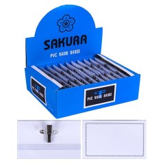 Бейджик SAKURA 25C со шпилькой и прищепкой 3-217, цена за 50 шт, в блоке 