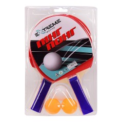 Теннис настольный Extreme Motion, 2 ракетки, 3 мячика (толщина 6 мм) упаковка – 18*28см, размер ракетки – 15*25.5см