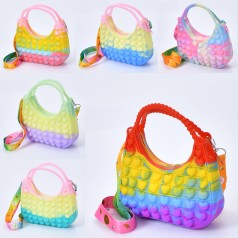 Сумочка 16-17-4см, короткая ручка, длинная ручка, 1 отделение, застежка-молния, силикон, 6 цветов, 24-19,5-4см 