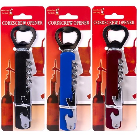 Відкривачка кольорова з штопором і ножиком 19*1,5*4 см X3-70